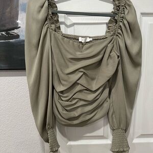 Astr Olive Draped Blouse